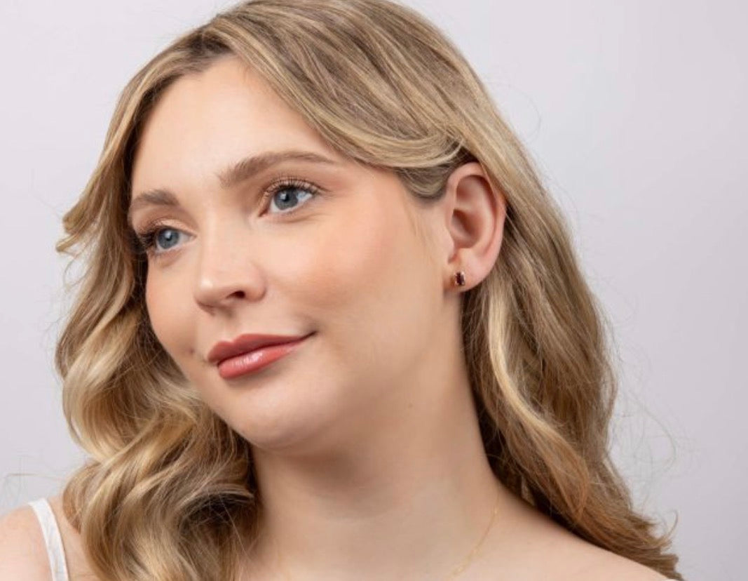 Chunky Border Ruby Stud Earrings in 9ct Yellow Gold