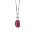 Ruby & Diamond Drop Pendant Necklace in 9ct White Gold