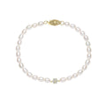 Seed Pearl & Diamond Flower Bracelet in 9ct Yellow Gold