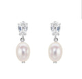 Baroque Pearl & White Topaz Drop Earrings in 9ct White Gold