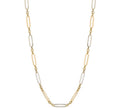 Elongated Link Chain Necklace in 9ct Yellow & White Gold