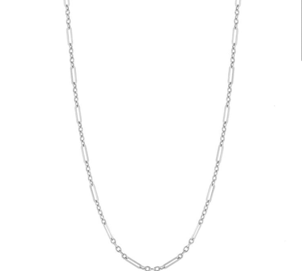 Mixed Length Link Chain Necklace in 9ct White Gold