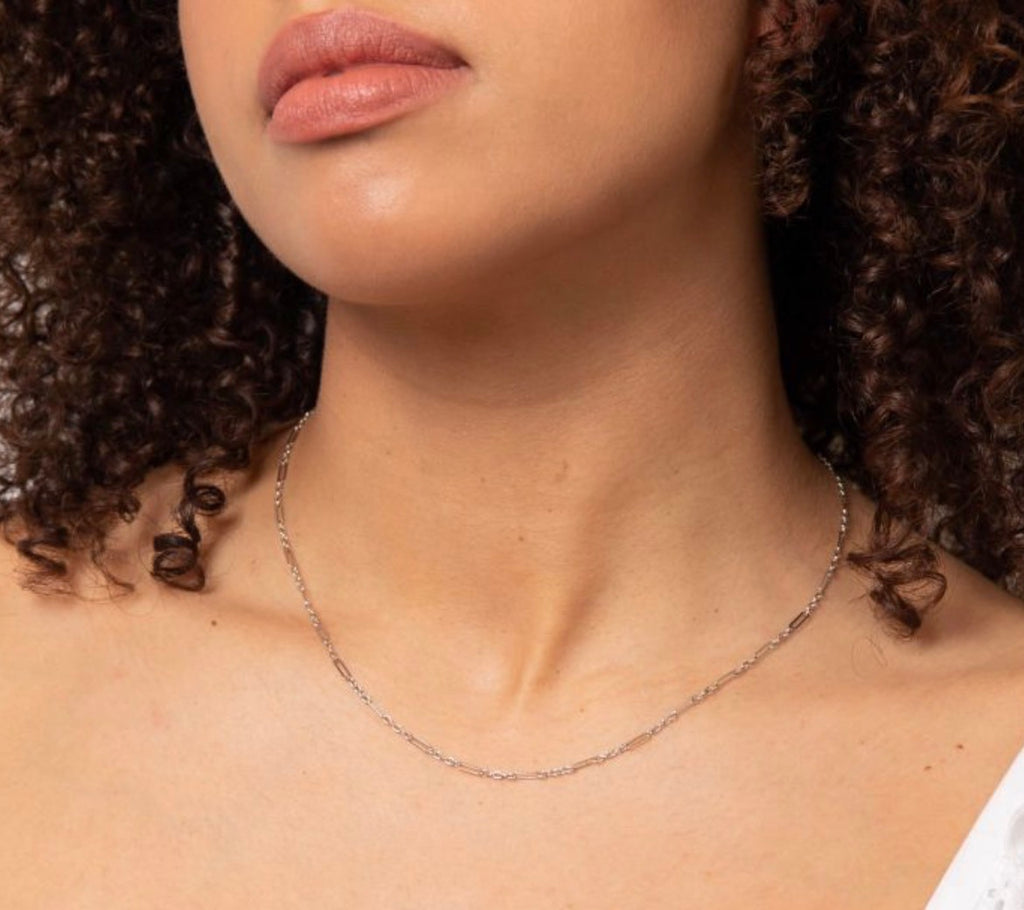 Mixed Length Link Chain Necklace in 9ct White Gold