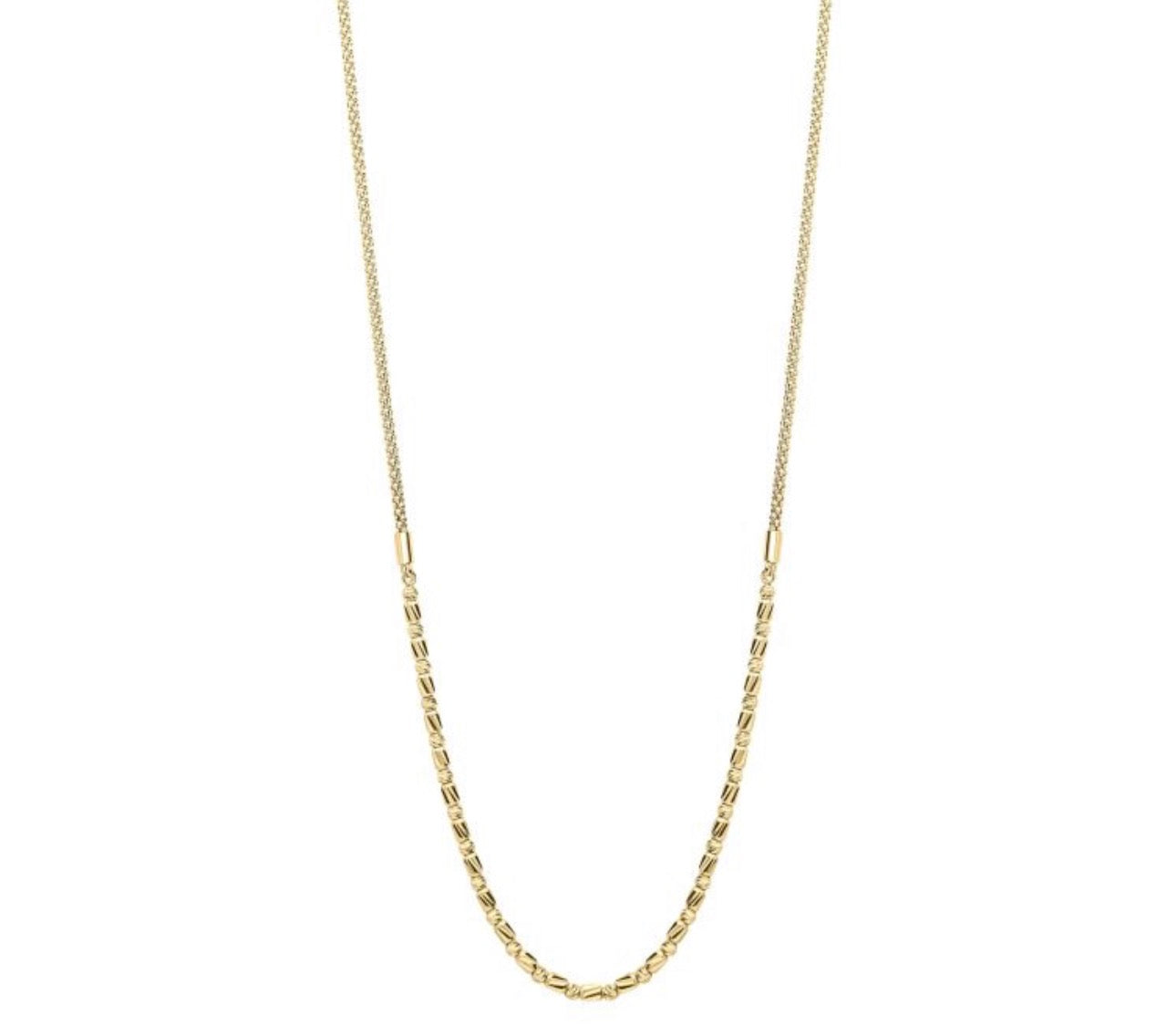 Diamond Cut Bead Bar Necklace in 9ct Yellow Gold