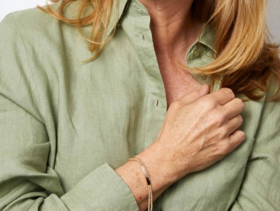 9ct Yellow Gold ID Bar Double Bead Chain Bracelet