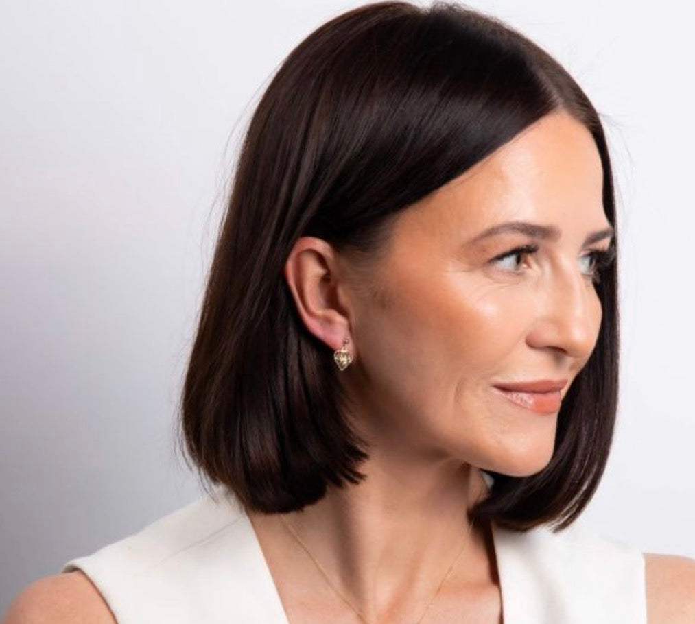 9ct Gold Caged Heart Drop Earrings