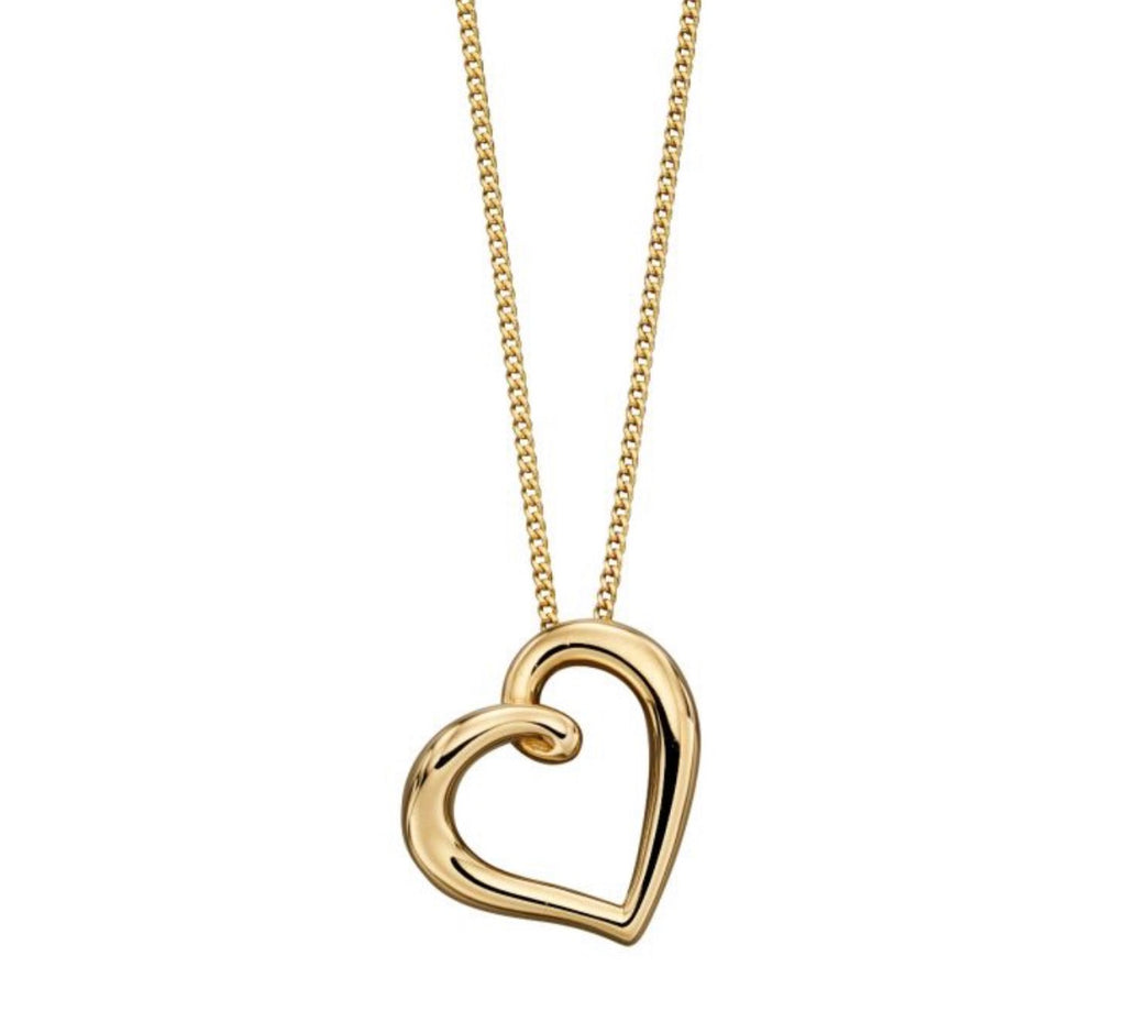 Organic Heart Pendant Necklace in 9ct Yellow Gold