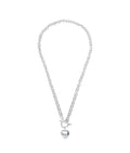 Sterling Silver Puff Heart T-Bar Chain Necklace