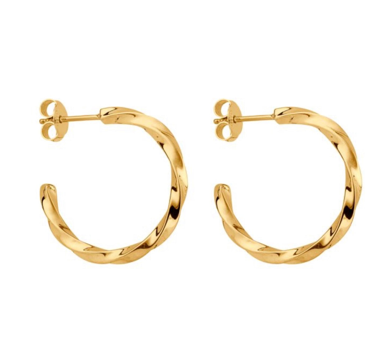 Twisted 3/4 Hoop Earrings in Gold Plated Sterling Silver