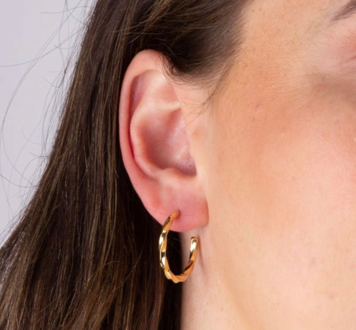Twisted 3/4 Hoop Earrings in Gold Plated Sterling Silver