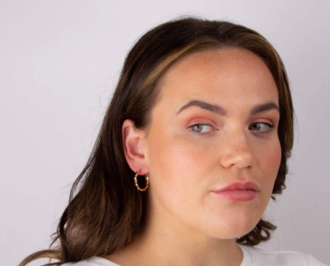 Twisted 3/4 Hoop Earrings in Gold Plated Sterling Silver