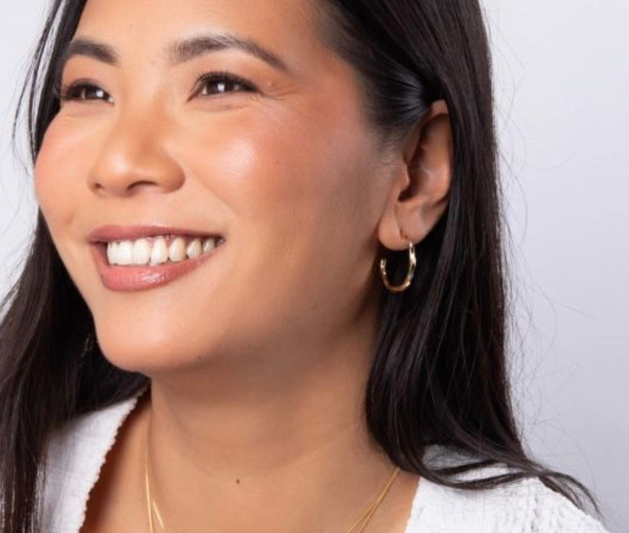 Twisted 3/4 Hoop Earrings in Gold Plated Sterling Silver