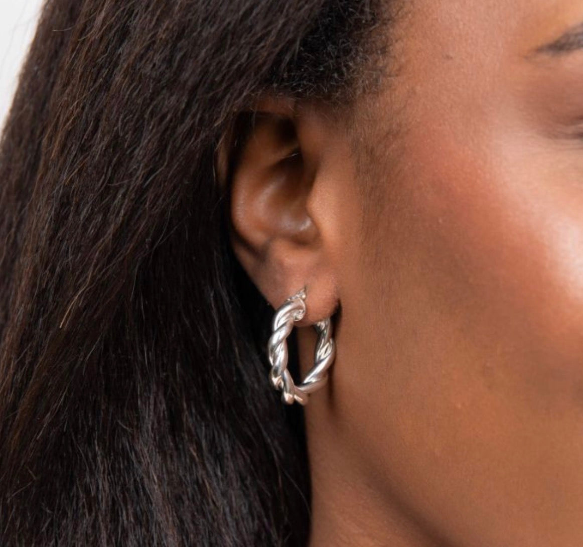 Chunky Rope Twist Hoop Earrings – Sterling Silver