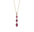 Marquise Triple Drop Ruby & Diamond Pendant Necklace in 9ct Yellow Gold