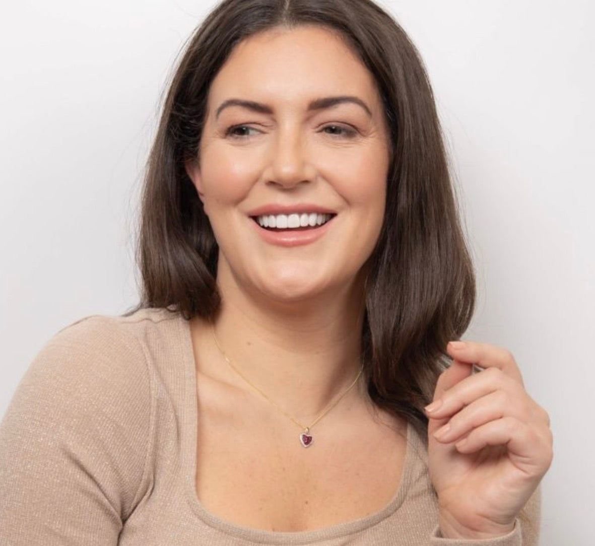 9ct Yellow Gold Ruby & Diamond Heart Pendant Necklace