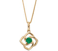 Cut Out Flower Emerald Pendant + 9ct Gold Venetian Box Chain (41–46cm)