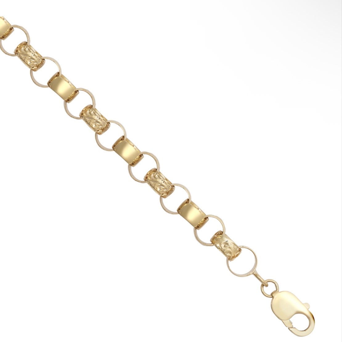 9ct Yellow Gold Engraved & Plain Belcher Chain Necklace – Solid Gold