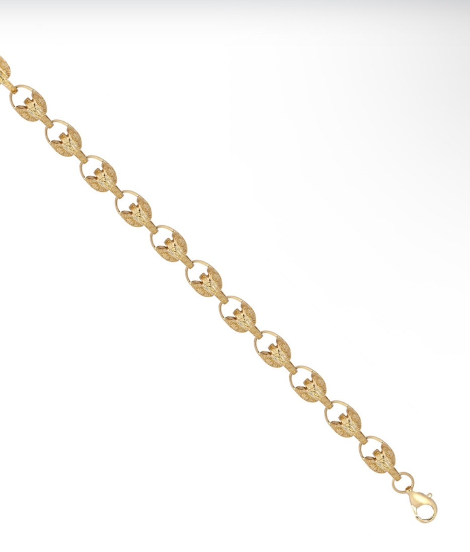 9ct Yellow Gold Medium Tulip Link Bracelet – Plain Finish