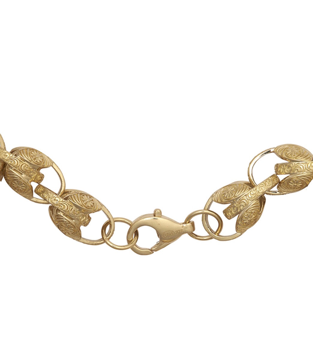 9ct Yellow Gold Medium Tulip Link Bracelet – Plain Finish