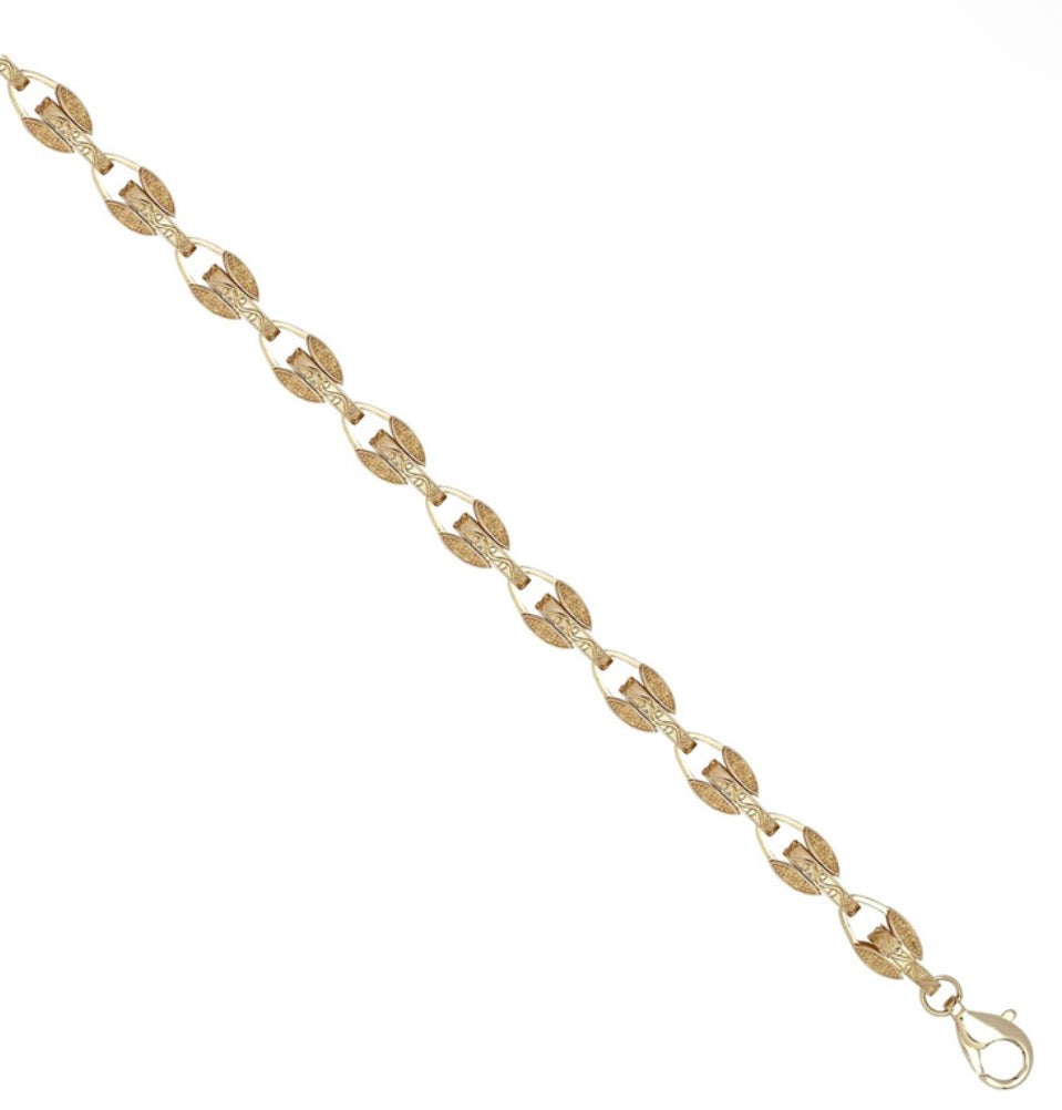 9ct Yellow Gold Tulip Link Necklace – Medium Plain Finish