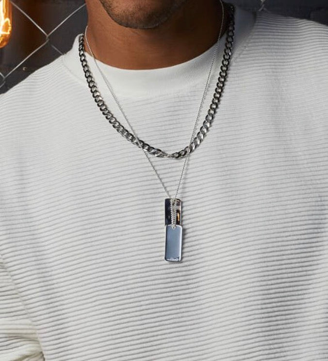 Fred Bennett - Heavyweight Diamond-cut curb chain necklace in Sterling Silver - 56cm