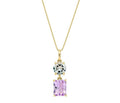 9ct Yellow Gold Toi et Moi Quartz & Amethyst Pendant Necklace. (With chain)