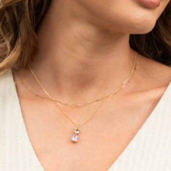 9ct Yellow Gold Toi et Moi Quartz & Rose de France Amethyst Pendant. (Chain not included)