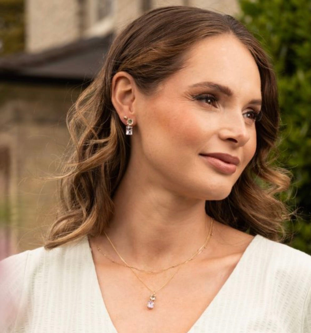 9ct Yellow Gold Toi et Moi Quartz & Rose de France Amethyst Pendant. (Chain not included)