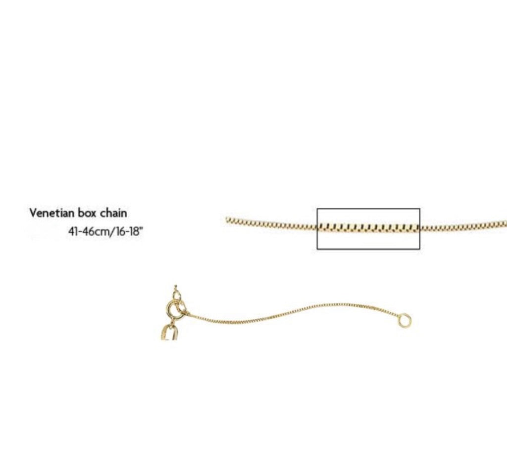 9ct Yellow Gold Venetian Box Chain Necklace (41-46cm)