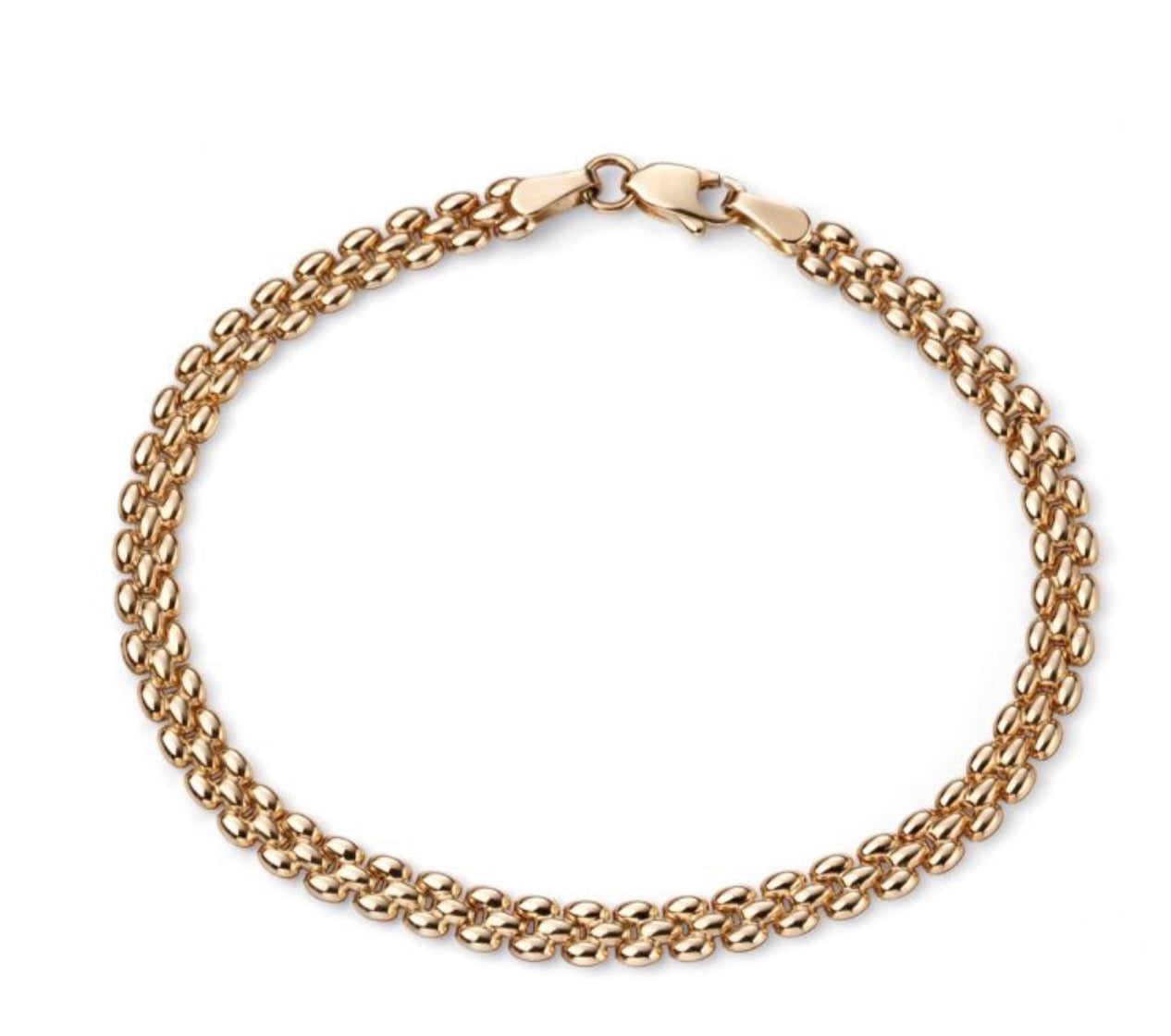 9ct Yellow Gold Watch Strap Style Bracelet – 18.4cm