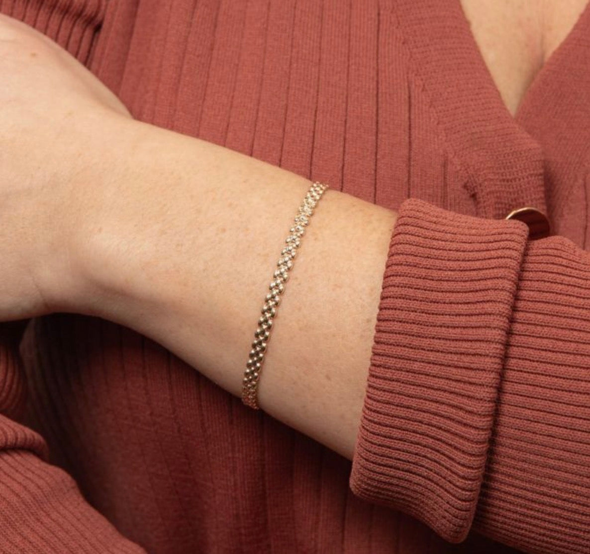 9ct Yellow Gold Watch Strap Style Bracelet – 18.4cm