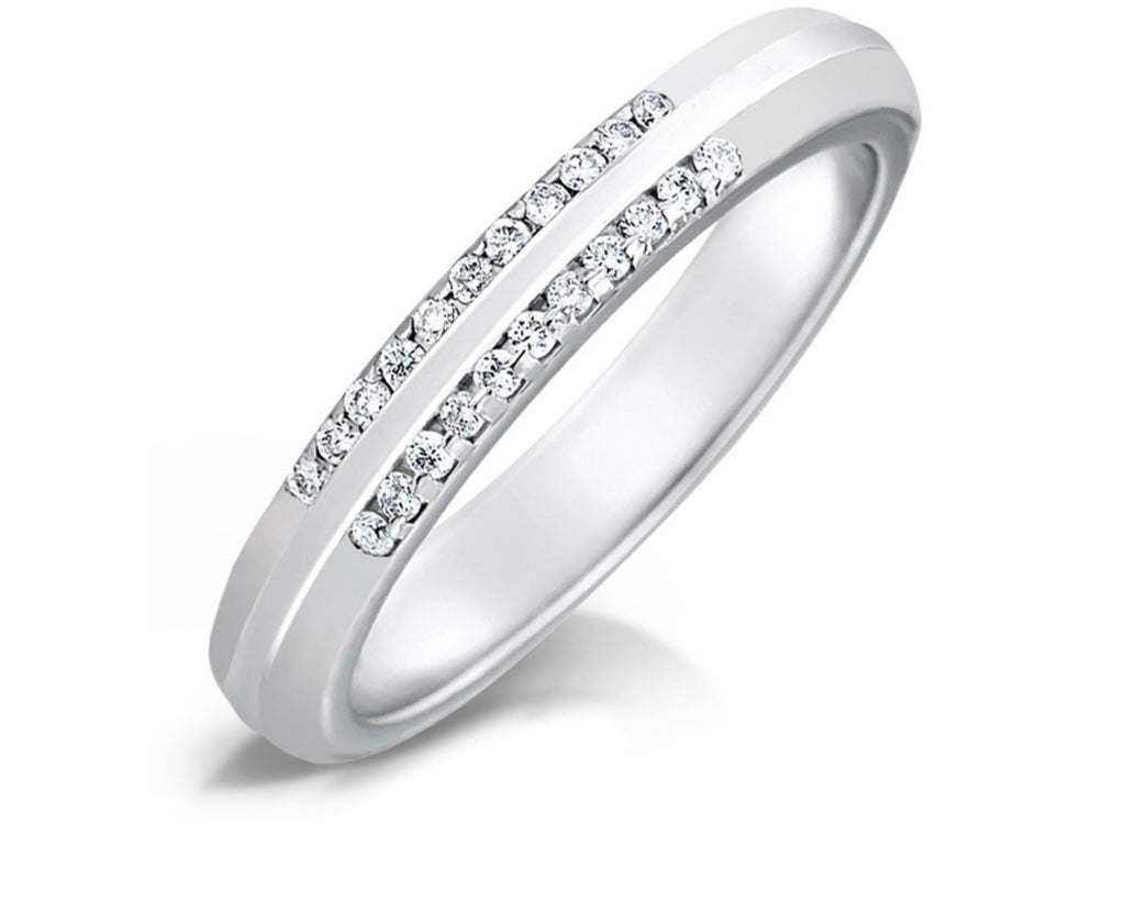 Platinum Diamond Wedding Band-Double Row Natural Diamonds