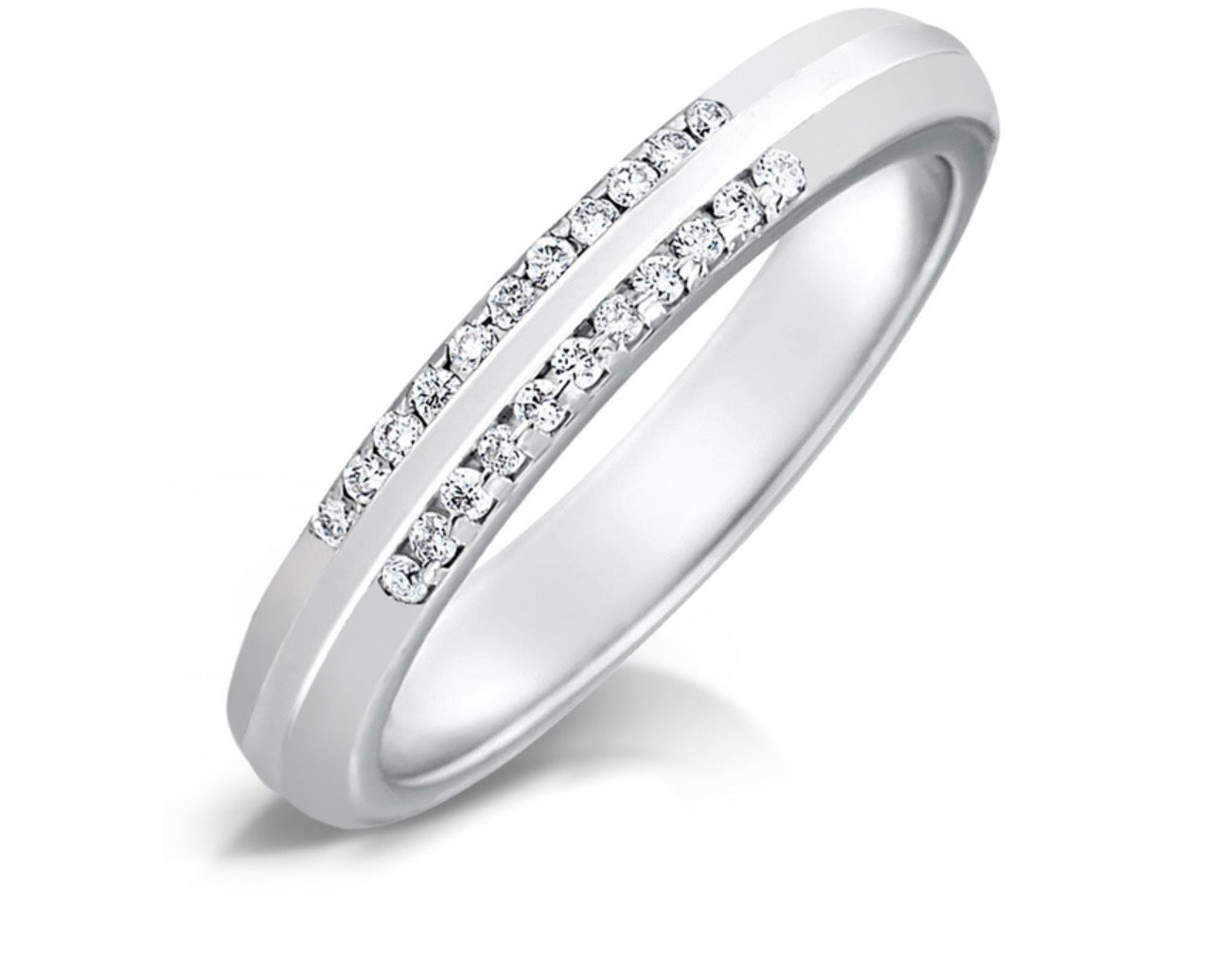 Platinum Diamond Wedding Band-Double Row Natural Diamonds
