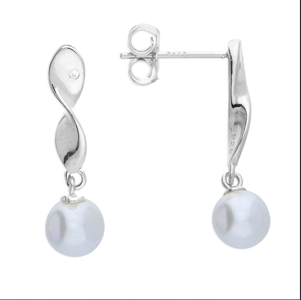 Sterling Silver Twisted Pear Drop Earrings