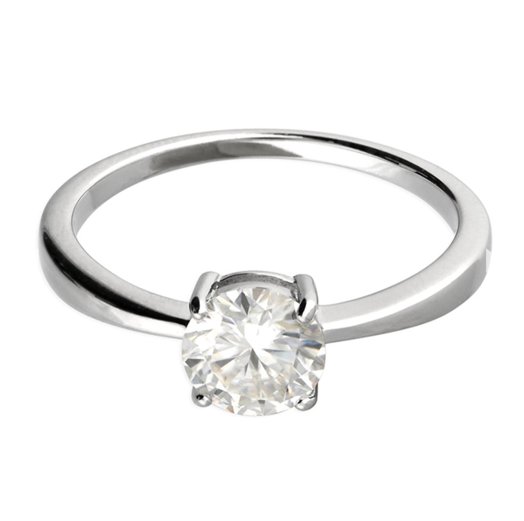 Sterling Silver Moissanite Solitaire Ring – 1.00ct Diamond Equivalent