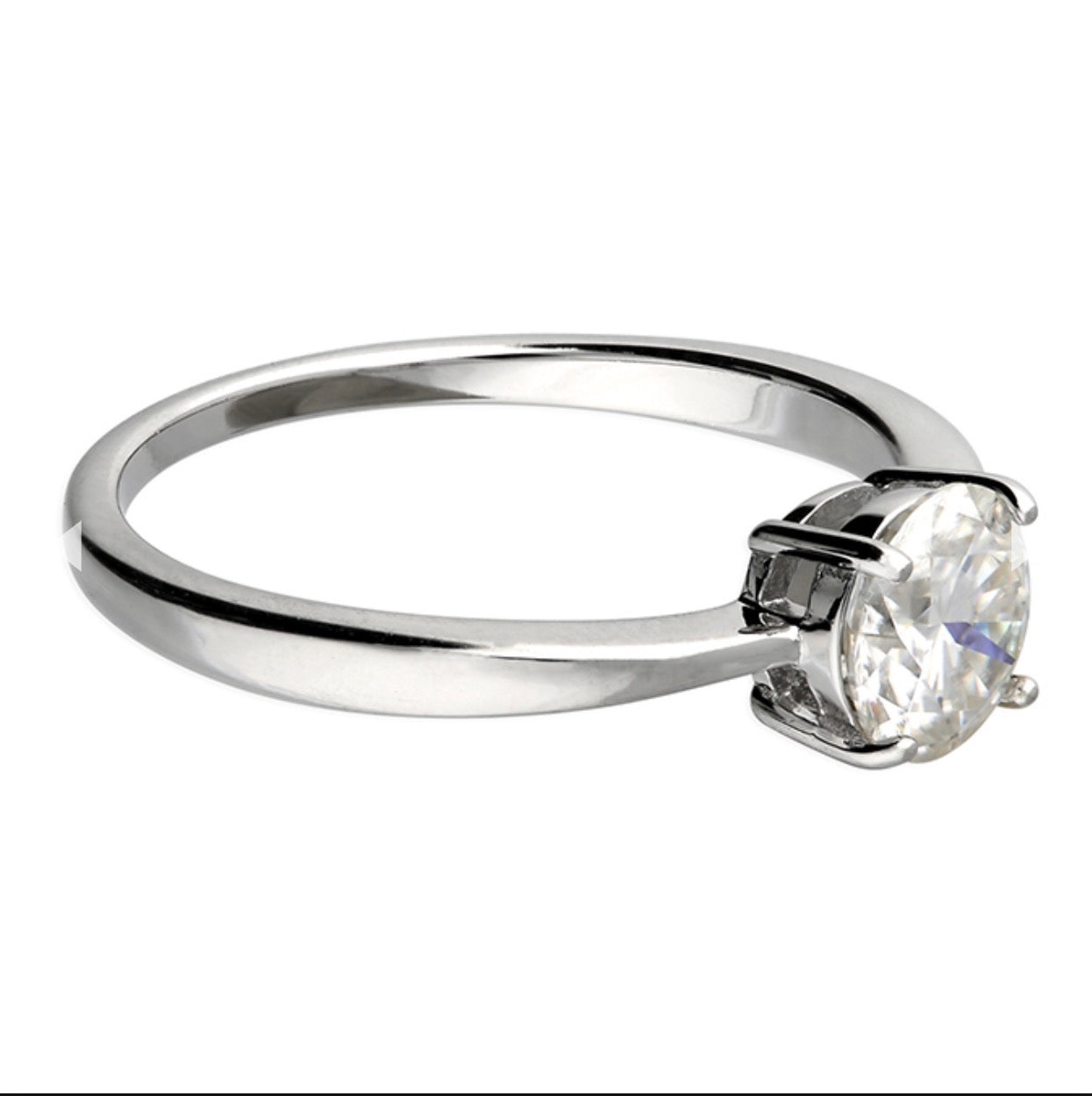 Sterling Silver Moissanite Solitaire Ring – 1.00ct Diamond Equivalent
