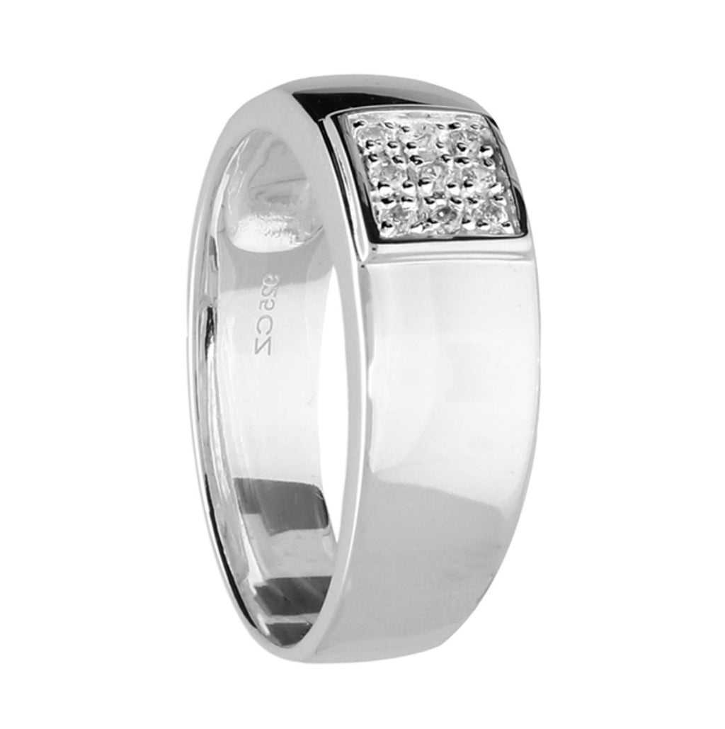Sterling Silver Wide Band Cubic Zirconia Men’s Ring