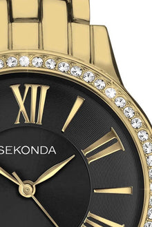 Sekonda Ladies Gold Tone Diamante Bracelet Watch – Black Dial