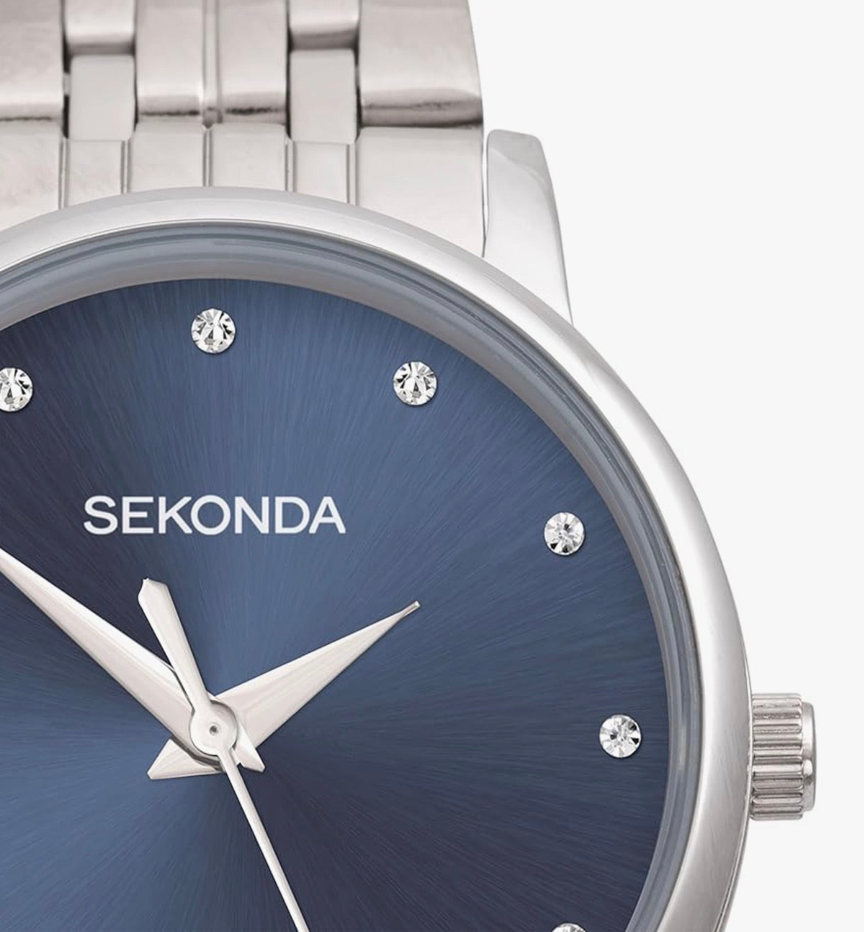 Sekonda Ladies Blue Dial Crystal Stainless Steel Bracelet Watch