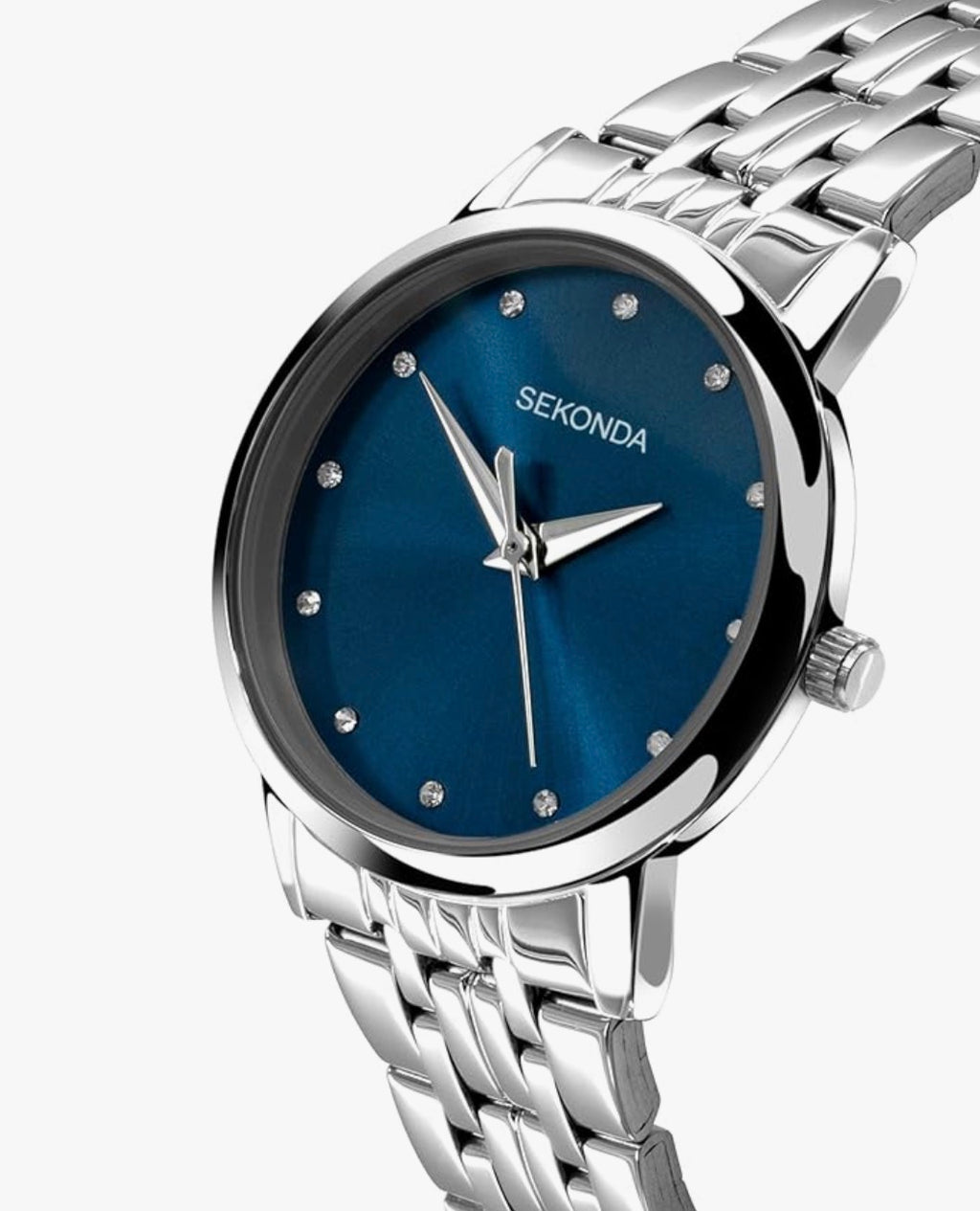 Sekonda Ladies Blue Dial Crystal Stainless Steel Bracelet Watch