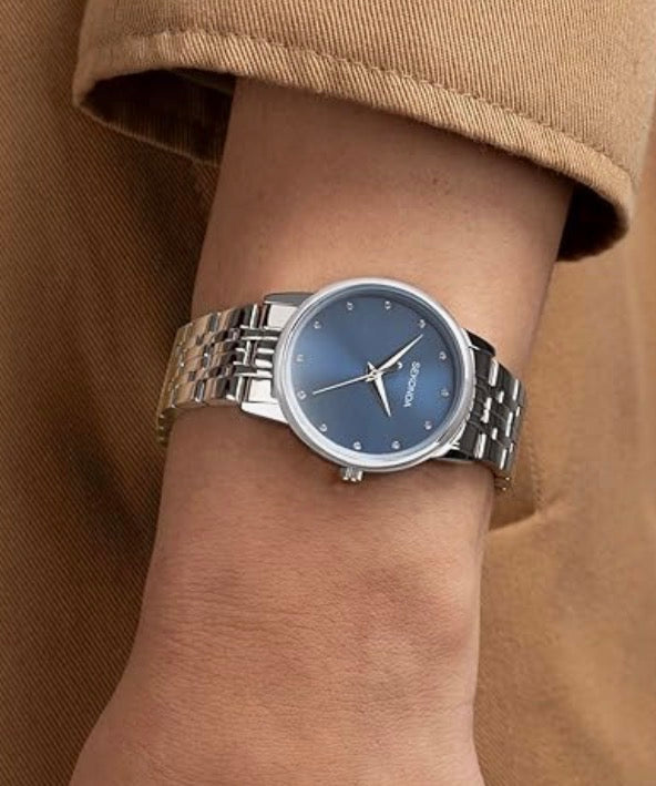 Sekonda Ladies Blue Dial Crystal Stainless Steel Bracelet Watch