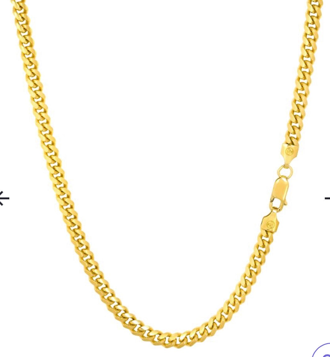 Men’s Gold Plated Cuban Chain Necklace – 5mm | Sterling Silver