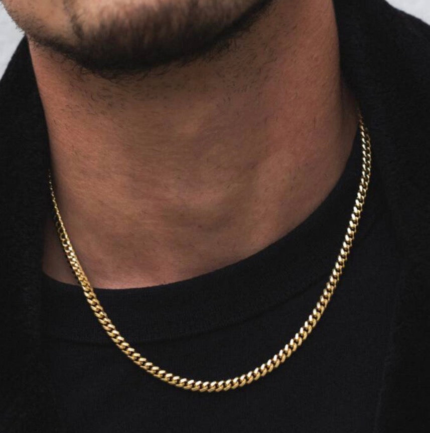 Men’s Gold Plated Cuban Chain Necklace – 5mm | Sterling Silver