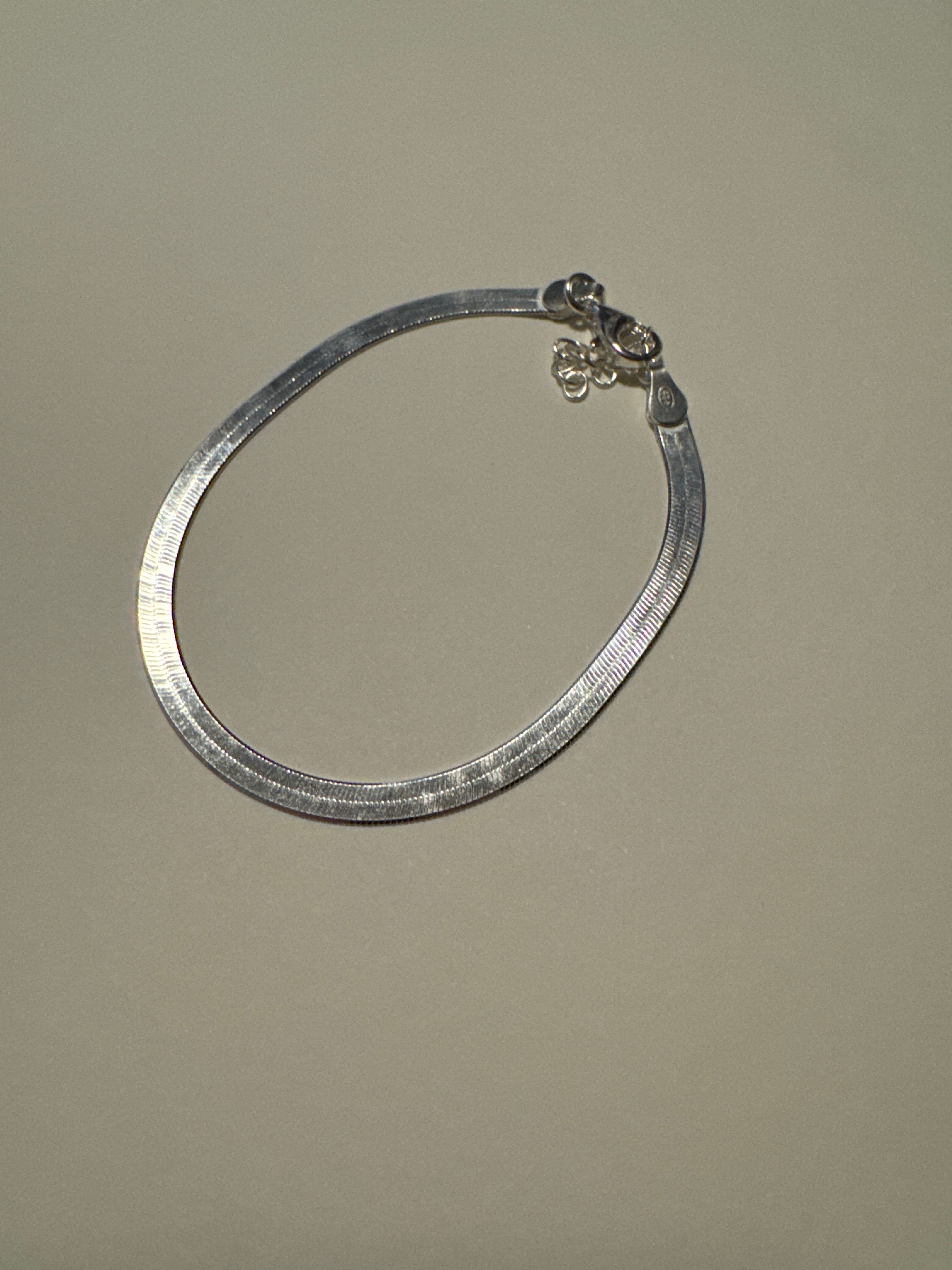 Sterling Silver HerringboneBracelet 3.5mm | Flat Snake Chain Bracelet