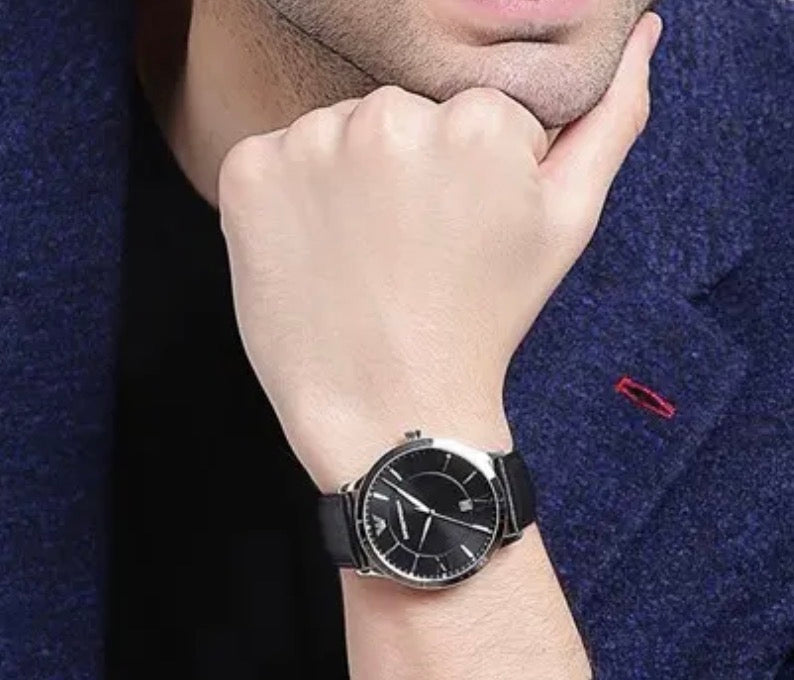 Emporio Armani AR11210 Men’s Black Leather Strap Watch