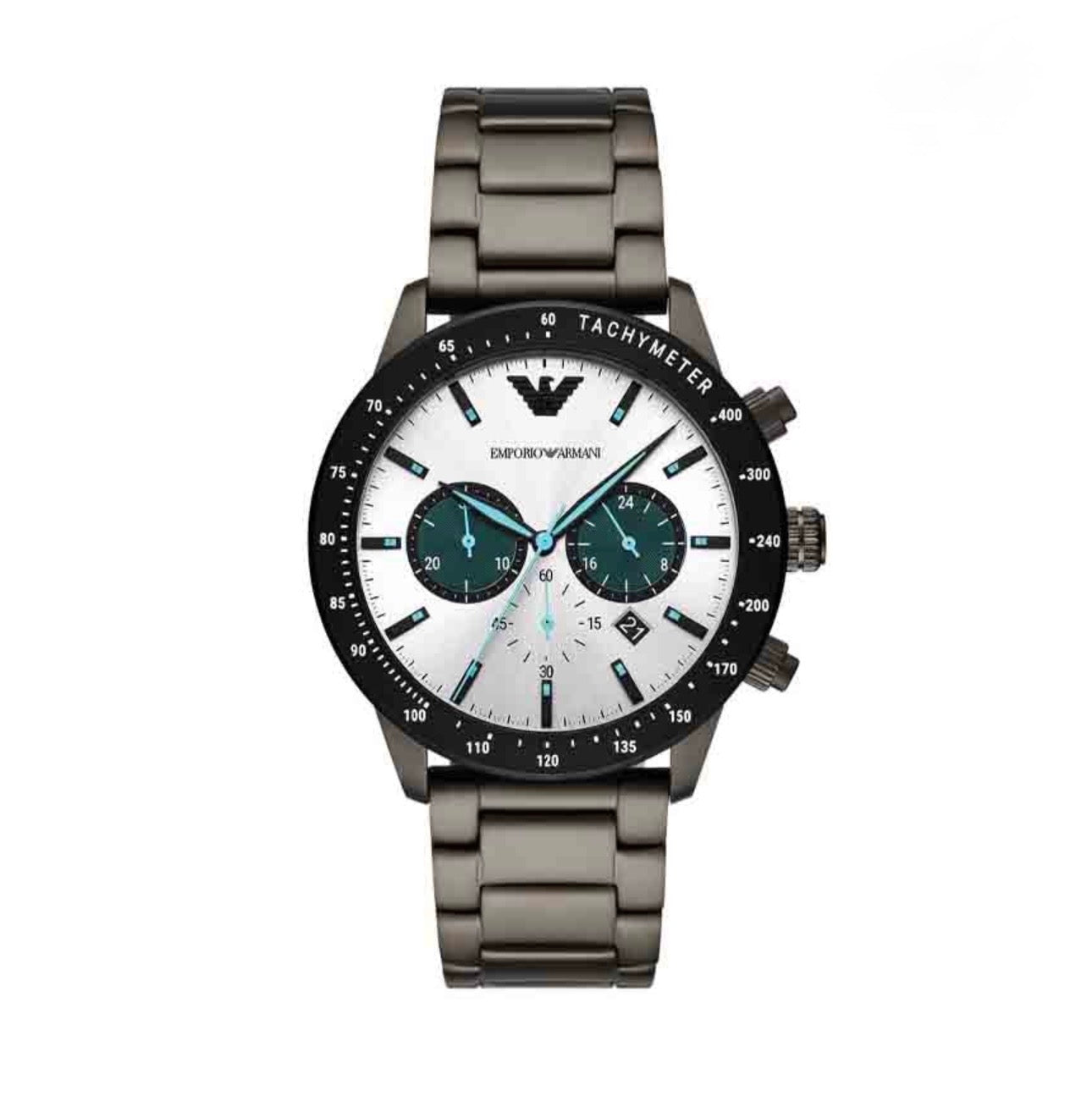 Emporio Armani Mario Chronograph White Dial Black Steel Watch – AR11471