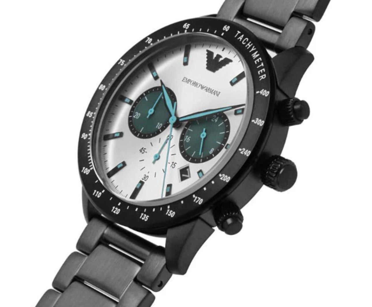 Emporio Armani Mario Chronograph White Dial Black Steel Watch – AR11471