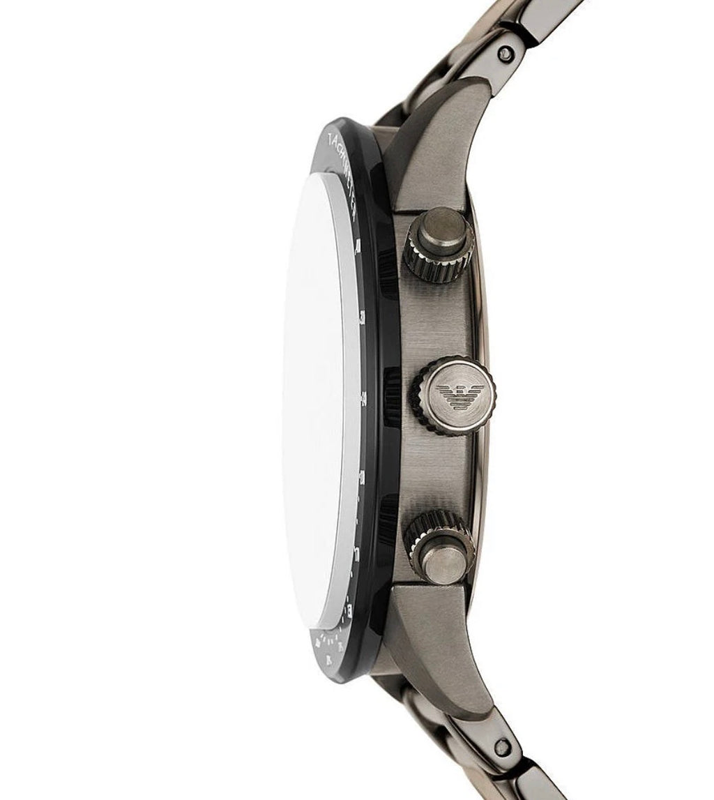 Emporio Armani Mario Chronograph White Dial Black Steel Watch – AR11471