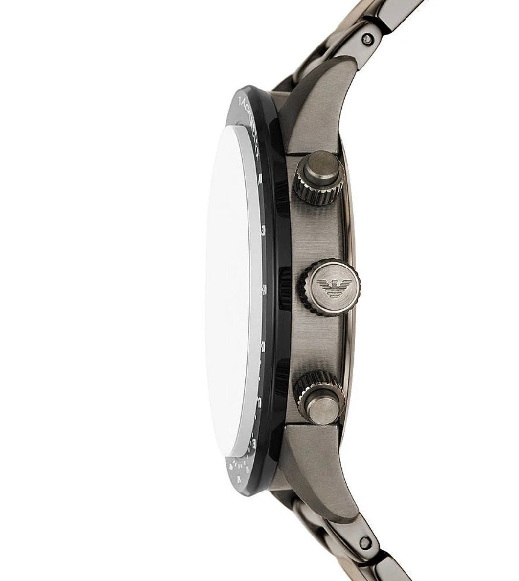 Emporio Armani Mario Chronograph White Dial Black Steel Watch – AR11471