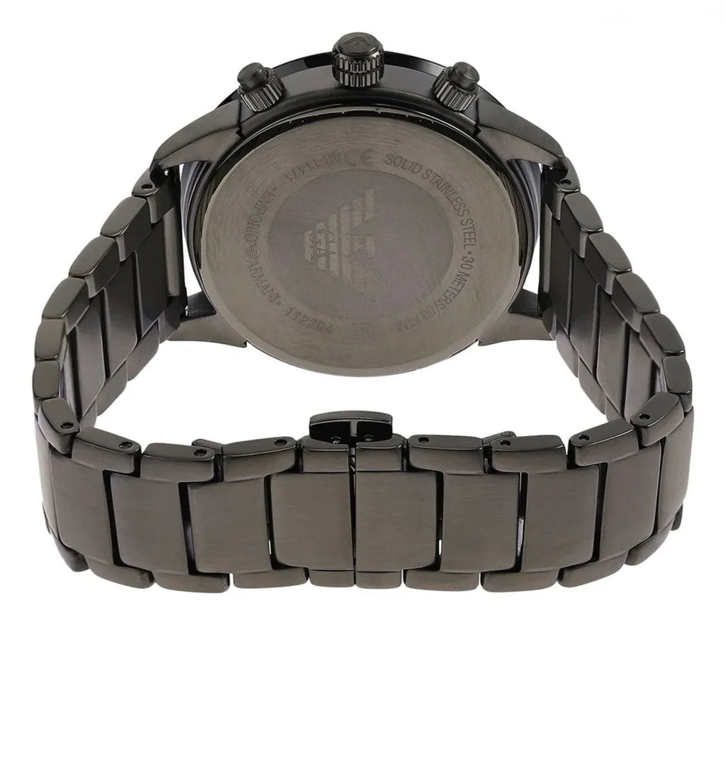 Emporio Armani Mario Chronograph White Dial Black Steel Watch – AR11471